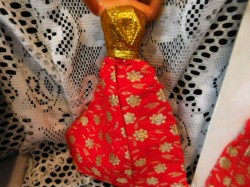 barbie red gold dress view